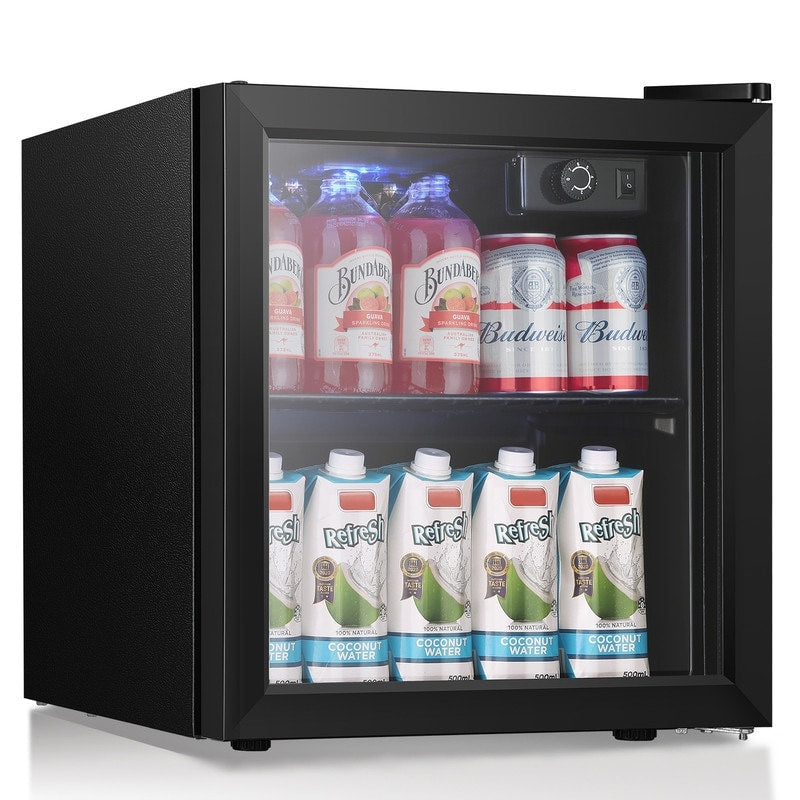 1.3cu.ft Beverage Refrigerator Cooler - 48 Can 12 Bottle Mini Fridge Glass Door, Knob Control