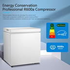 1.8 Cu.Ft Chest Freezer with Removable Basket, Bottom Drain, 7-Level Thermostat, Freestanding Design for Home and Apartment