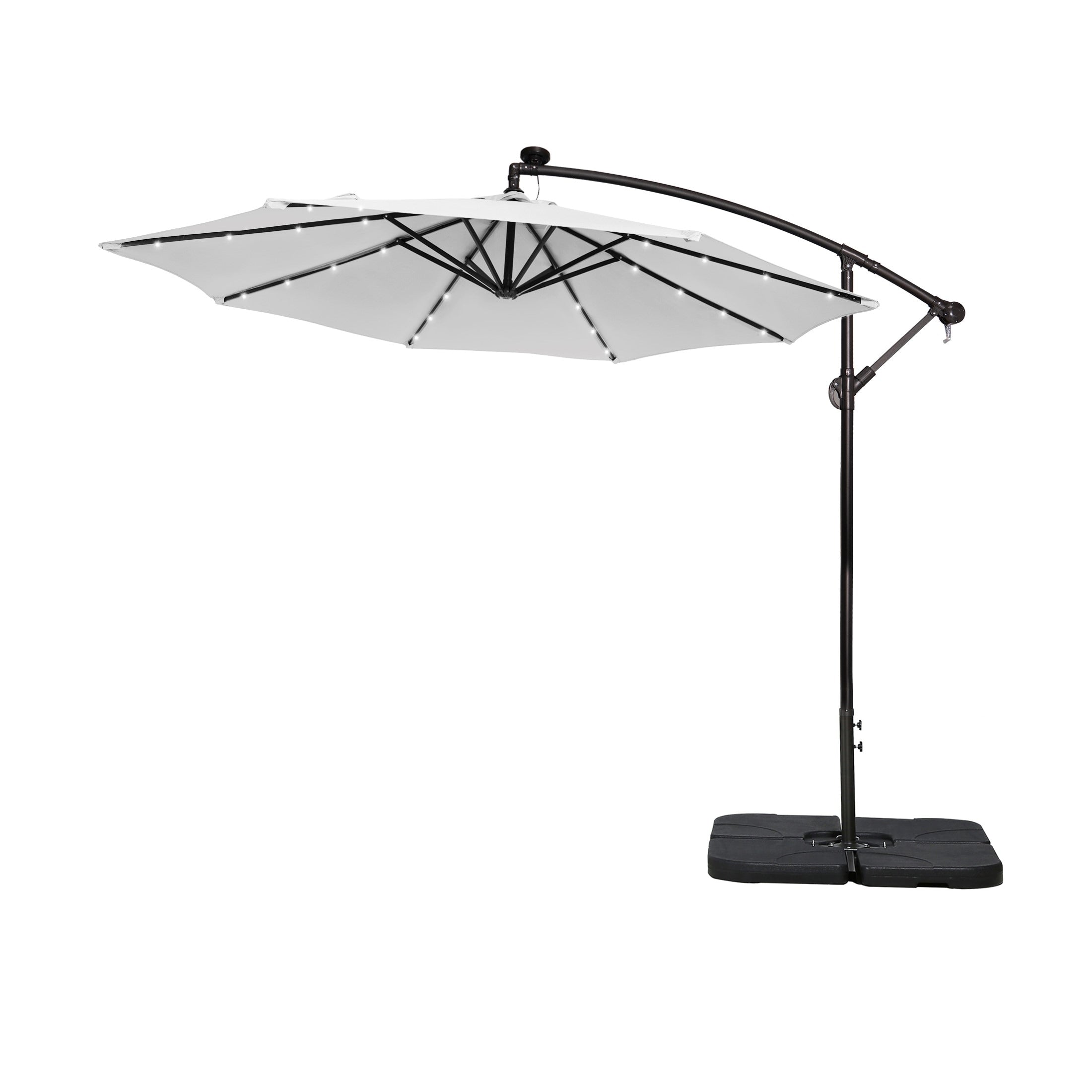 10 Ft. Solar Power Lighted Patio Umbrella with Base Stand