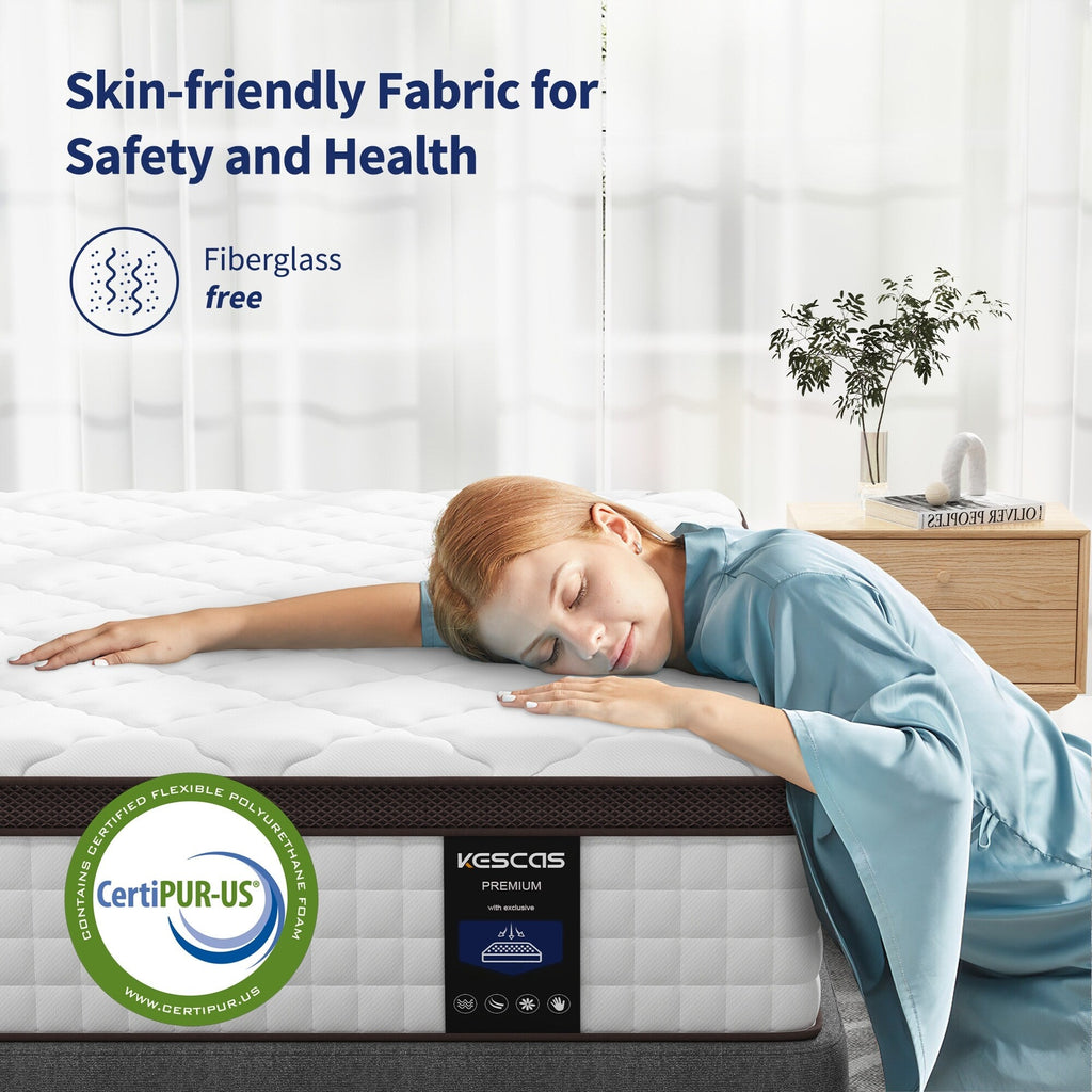 10 Hybrid Memory Foam Mattress - Medium Firm Support with Reinforced Coils for Pressure Relief, CertiPUR-US Certified