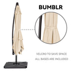 10 ft Steel Crank-lift Cantilever Umbrella With Weighted Base