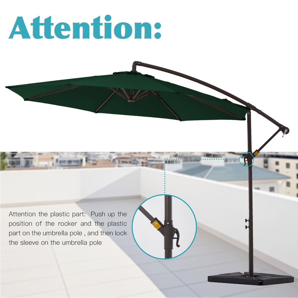 10 ft Steel Crank-lift Cantilever Umbrella With Weighted Base