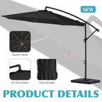 10 ft Steel Crank-lift Cantilever Umbrella With Weighted Base