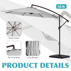 10 ft Steel Crank-lift Cantilever Umbrella With Weighted Base
