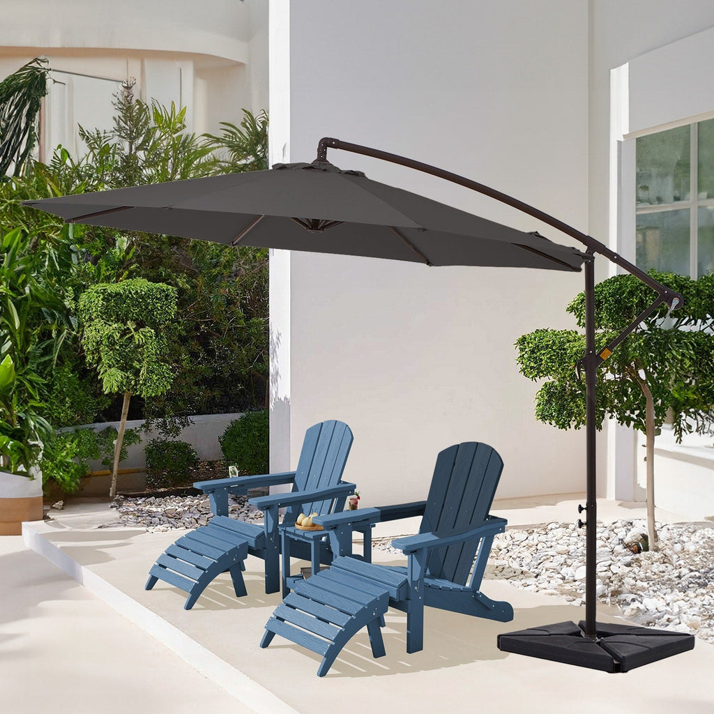 10 ft Steel Crank-lift Cantilever Umbrella With Weighted Base