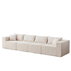 104-Inch Corduroy Modular L Shaped Sectional Sofa,Floor Couch Set,Foam-Filled Compressed Sofa,4 PC Free Combination