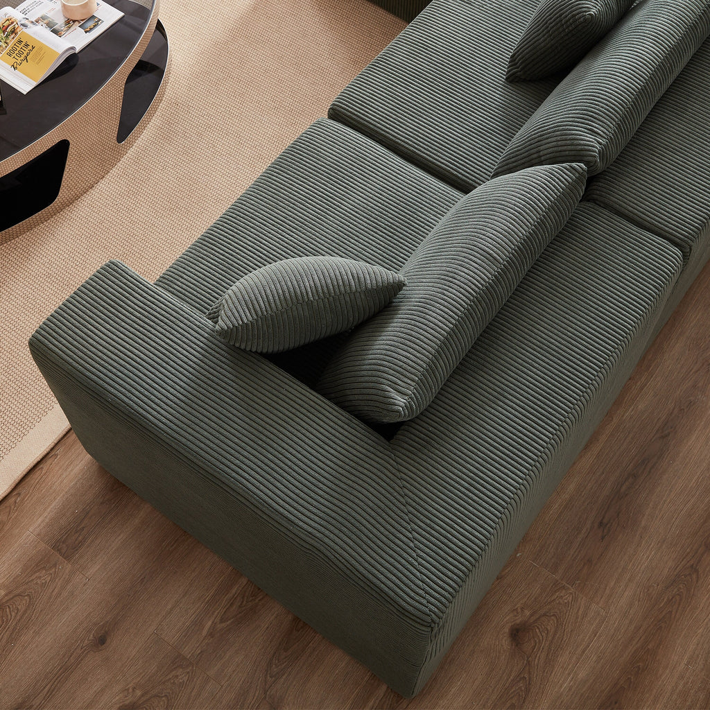 104-Inch Corduroy Modular L Shaped Sectional Sofa,Floor Couch Set,Foam-Filled Compressed Sofa,4 PC Free Combination