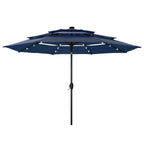 MAISON ARTS 10ft 3 Tier Auto-tilt Patio Umbrella Outdoor Double Vented Umbrella with LED Lights