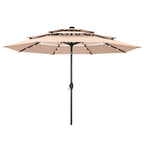 MAISON ARTS 10ft 3 Tier Auto-tilt Patio Umbrella Outdoor Double Vented Umbrella with LED Lights