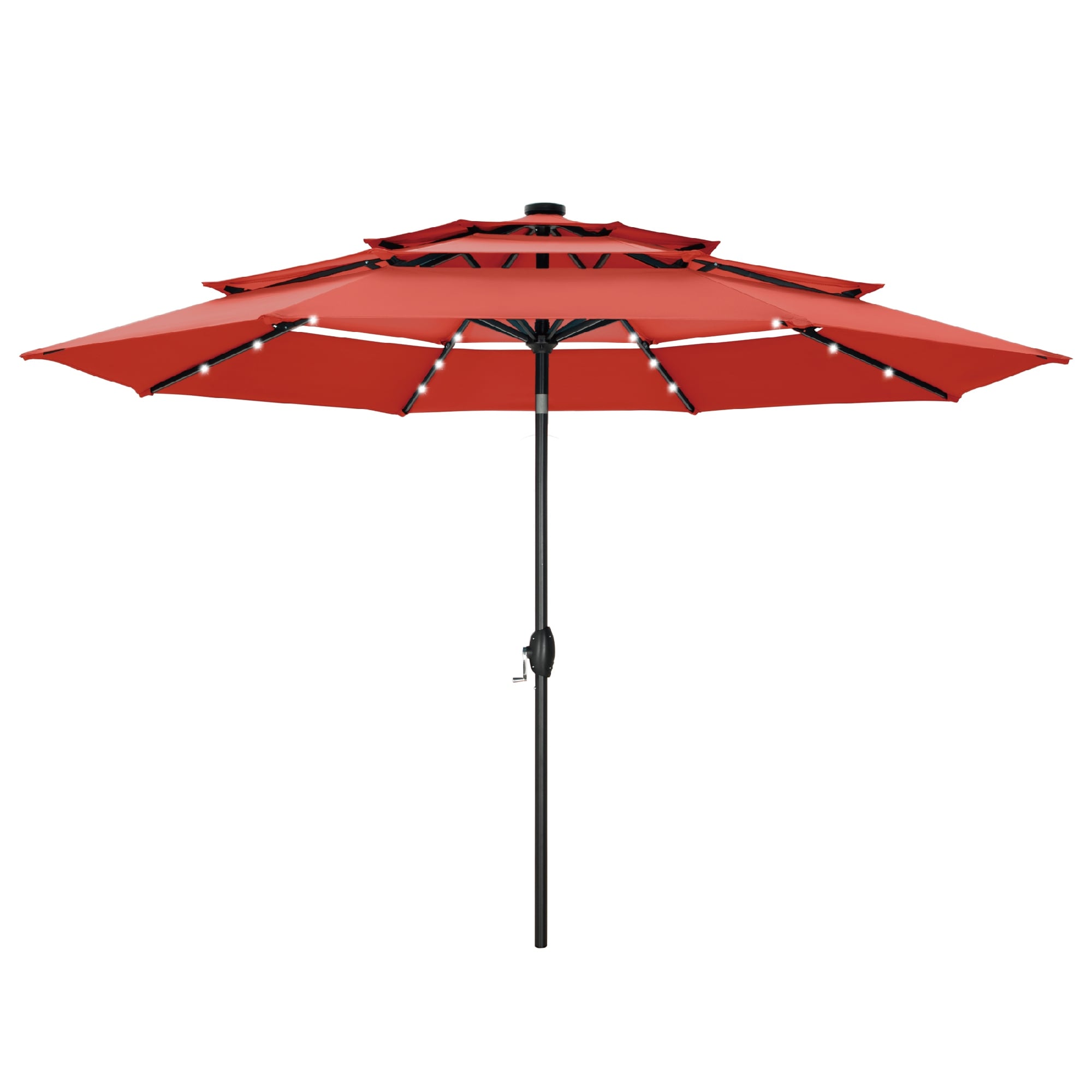 MAISON ARTS 10ft 3 Tier Auto-tilt Patio Umbrella Outdoor Double Vented Umbrella with LED Lights