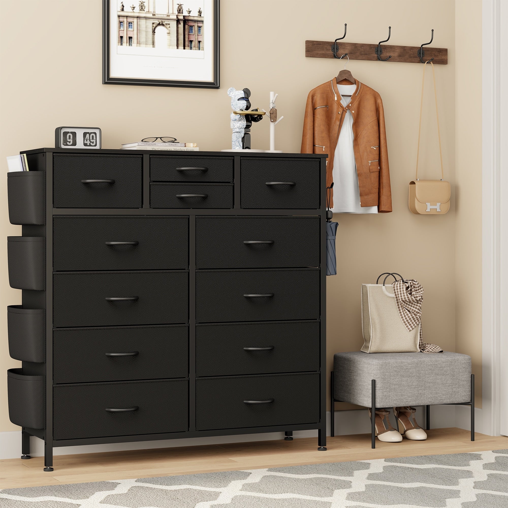 12 Drawer Dresser Fabric Tall Dressers for Bedroom Chest of Drawers