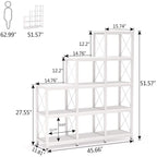 12 Shelves Ladder Bookshelf, Industrial Corner Bookshelf