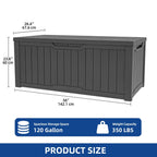 120-260 Gallons Large Resin Water Resistant Lockable Deck Box