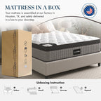 Assembled in USA - 12 Diamond Hybrid Mattress Pocket Coil and Cool Gel Memory Foam