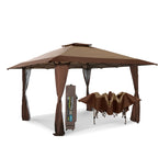 13' x 13' Outdoor Canopy Patio Gazebo Reinforced garden Pop-up Canopy Tentwith Elegant Corner Curtain - 13x13ft