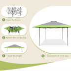 13' x 13' Outdoor Canopy Patio Gazebo Reinforced garden Pop-up Canopy Tentwith Elegant Corner Curtain - 13x13ft