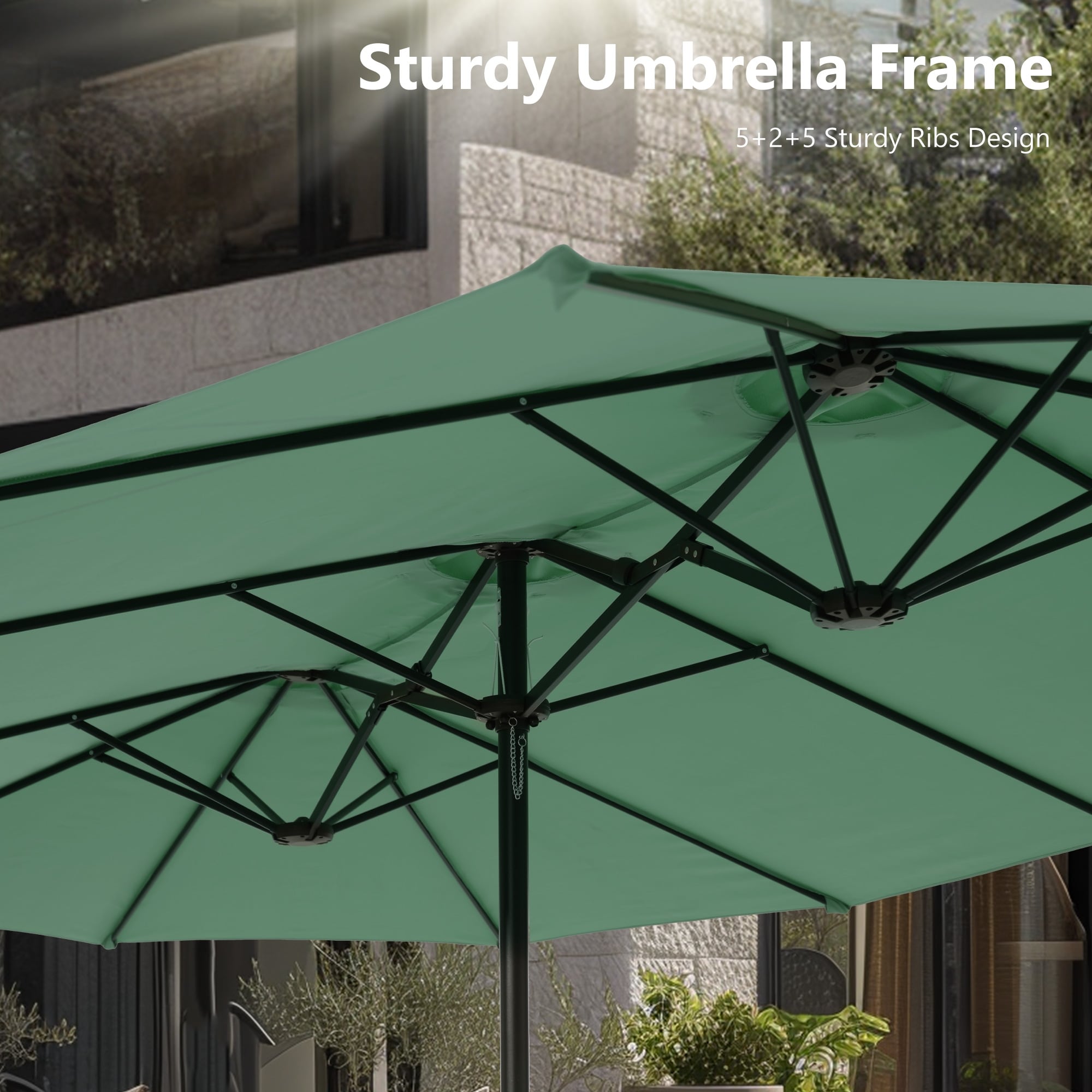 MAISON ARTS 15ft Double-Sided Patio Extra Large Twin Umbrella with Base Included