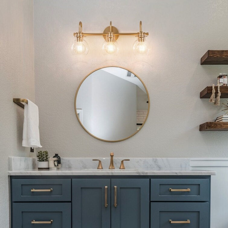 2/3 Light Bathroom Vanity Light Wall Sconce with Glass Shade