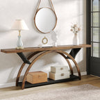 2-Tier Narrow Long Console Sofa Table with Semi-Circular Frame for Entryway,Gray Hallway Accent Tables