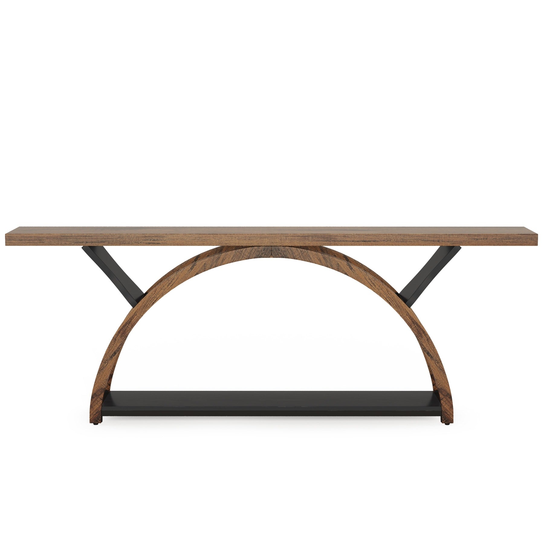 2-Tier Narrow Long Console Sofa Table with Semi-Circular Frame for Entryway,Gray Hallway Accent Tables