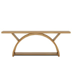 2-Tier Narrow Long Console Sofa Table with Semi-Circular Frame for Entryway,Gray Hallway Accent Tables