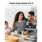 20 Bar Semi Automatic Espresso Machine With Grinder and Milk Frother Wand