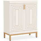 20 Pairs Shoe Cabinet, 37.4 Inch Modern Shoe Storage Cabinet with Doors, White & Gold