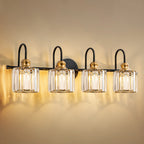 3/4-Light Modern Glam Linear Dimmable Crystal Bathroom Vanity Lights Over Mirror