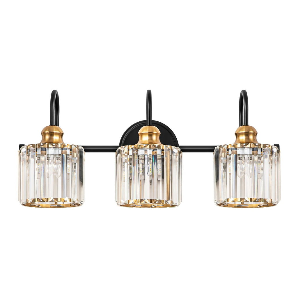 3/4-Light Modern Glam Linear Dimmable Crystal Bathroom Vanity Lights Over Mirror