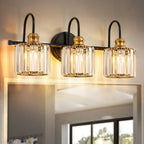3/4-Light Modern Glam Linear Dimmable Crystal Bathroom Vanity Lights Over Mirror