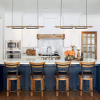 3/5-Light Integrated LED Linear Wood Chandelier Kitchen Island Pendant Light