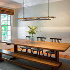 3/5-Light Integrated LED Linear Wood Chandelier Kitchen Island Pendant Light