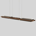 3/5-Light Integrated LED Linear Wood Chandelier Kitchen Island Pendant Light