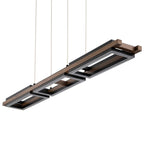 3/5-Light Integrated LED Linear Wood Chandelier Kitchen Island Pendant Light
