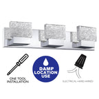 C Cattleya Stainless Steel 3000K Integrated LED Vanity Light with Art Glass Shades - Chrome