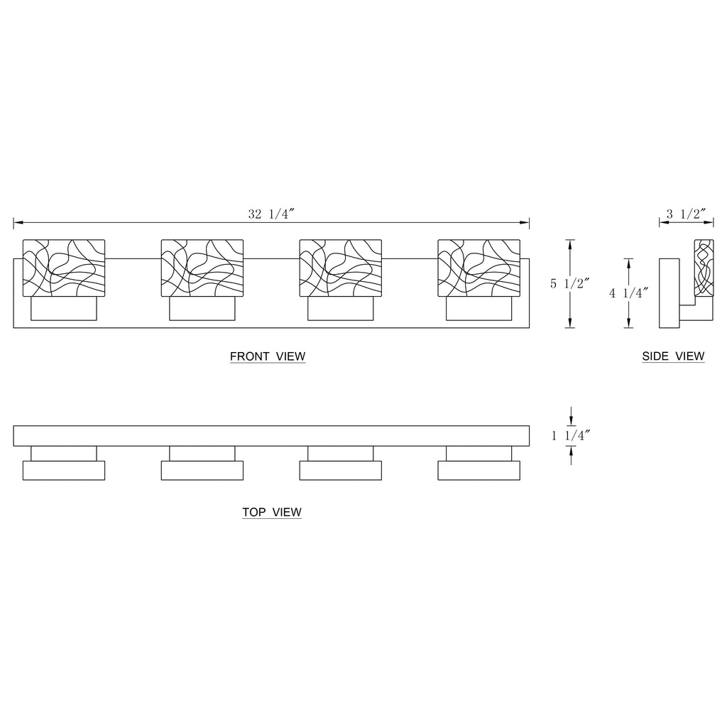 C Cattleya Stainless Steel 3000K Integrated LED Vanity Light with Art Glass Shades - Chrome