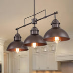 3-Light Industrial Farmhouse Dome Pendant Metal Linear Kitchen Island Pendant Light Oil Rubbed Bronze Finish