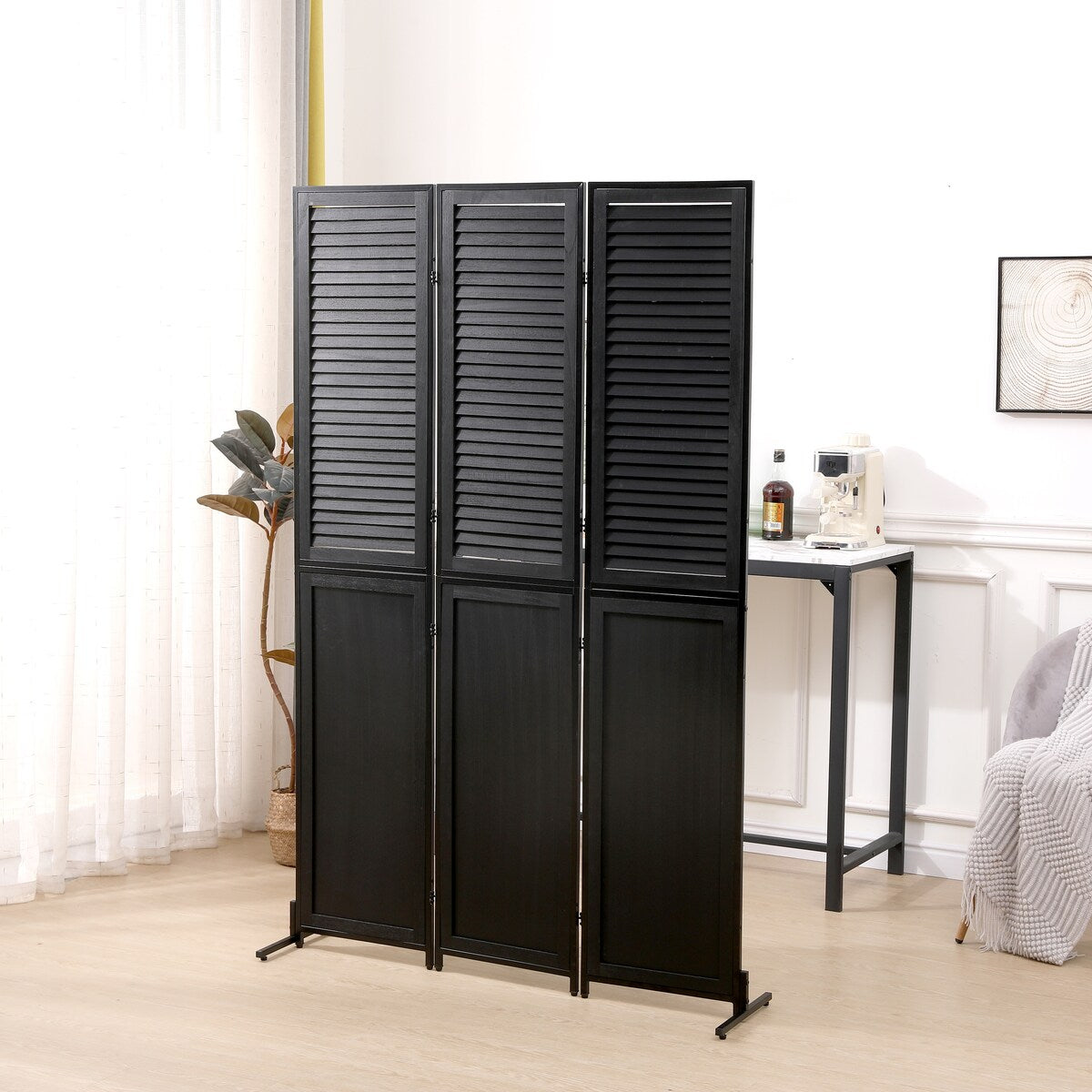 3 Panel Room Dividers and Folding Privacy Screen Natural Wooden Room Partitions 6ft Wall Divider for Room Separation