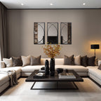 3-Piece Black Metal Rectangular Wall Mirror Set - 31.9 H x 15.75 W x 0.75 D