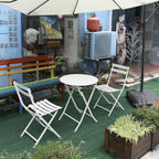 3-Piece Minimalist Patio Bistro Set of Foldable Round Table & Chairs - 3-Piece-Patio-Bistro-Set