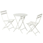 3-Piece Minimalist Patio Bistro Set of Foldable Round Table & Chairs - 3-Piece-Patio-Bistro-Set