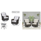 Gymojoy 3 Piece Outdoor Wicker Swivel Rocker with Cushion & Table