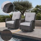 Gymojoy 3 Piece Outdoor Wicker Swivel Rocker with Cushion & Table