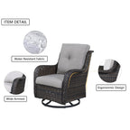 Gymojoy 3 Piece Outdoor Wicker Swivel Rocker with Cushion & Table