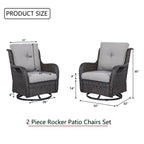 Gymojoy 3 Piece Outdoor Wicker Swivel Rocker with Cushion & Table