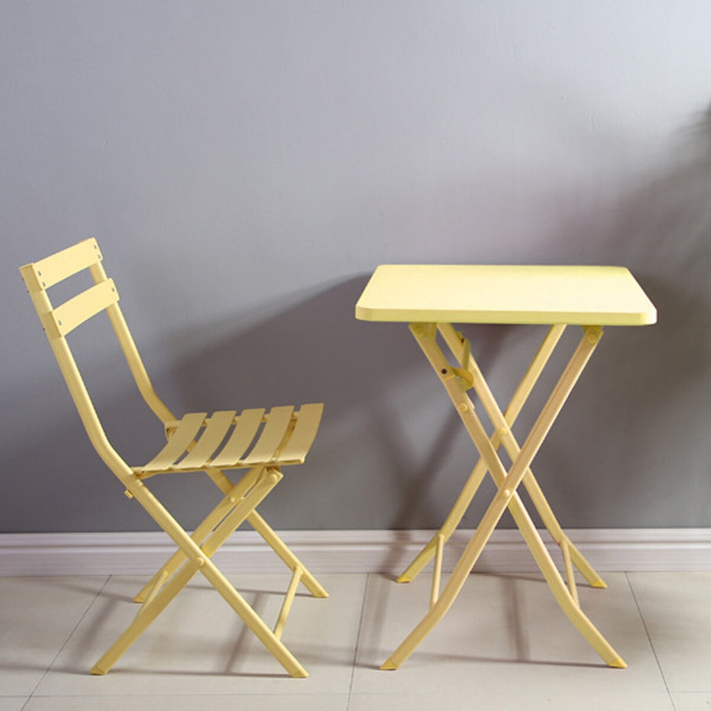 3 Piece Patio Minimalist Bistro Set Foldable Square Table & Chairs - 3-Piece