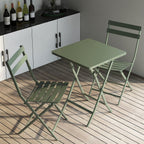 3 Piece Patio Minimalist Bistro Set Foldable Square Table & Chairs - 3-Piece