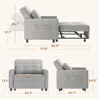 3-in-1 Adjustable Sleeper Sofa Bed, Pull Out Chair Sofa, Convertible Folding Bed for Living Room