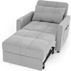 3-in-1 Pull-Out Sofa Bed Sleeper Chair , Convertible Adjustable Foldable Upholstered Lounge Couch