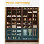 30 Pairs Tall Shoe Cabinet, 10 Tiers White Wooden Shoe Storage Rack for Closet, Entryway - 10-tier